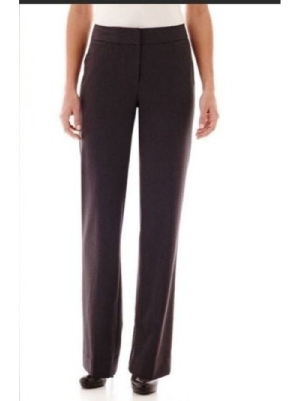 Liz Claiborne Audra Womens Off-White Straight-Leg Pants Size 12 Cotton Blend - Picture 13 of 14